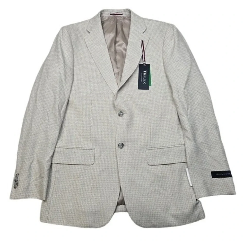 Tommy Hilfiger Conrad‎ Sport Coat Mens 38R White Tan Modern Fit Blazer $295 NEW